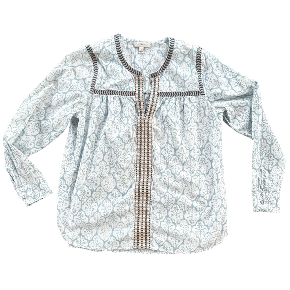 Summer is here! J. CREW Embroidered Print Tunic Top 100% Cotton  J Crew EUC